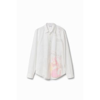 Desigual Camicia Popeline Uomo in Cotone Bianco S