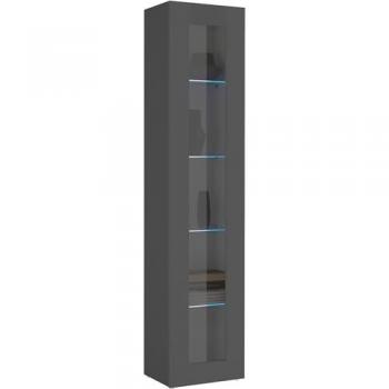 Web Furniture MARUSKA Anthracite Display Cabinet 180cm H