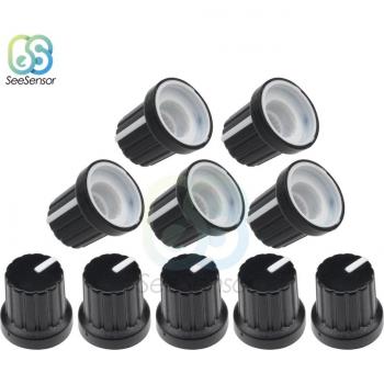 10Pcs WH148 6mm Shaft Plastic Knurled Potentiometer Knobs