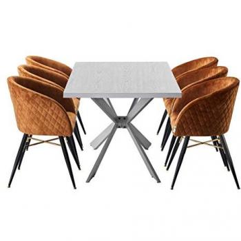 Vittorio Duke White Table with Yellow Chairs