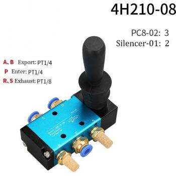 Valve pneumatique manuelle 1/4, 2 positions, 5 ports, avec levier 5/2 voies