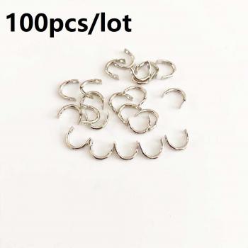 Lot de 50 à 100 pièces d'appâts de pêche U-ring argentés avec pièce rotative facile à tourner, cuillères pliées 5x7mm