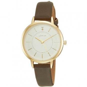 Gold Dial Analog Watch with Brown Leather Band from Fieldwork (JN001-5) for Women