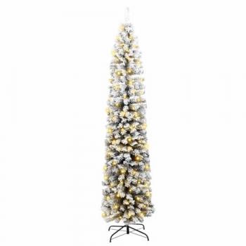 Arbre de Noël PVC & Acier Vert 240 cm – 300 LEDs, Neige Floquée