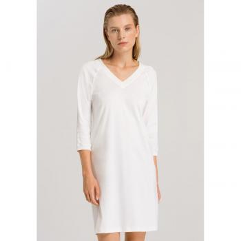 Hanro Damen Nachthemd Pure Essence V-Ausschnitt 3/4-Arm Offwhite Größe M