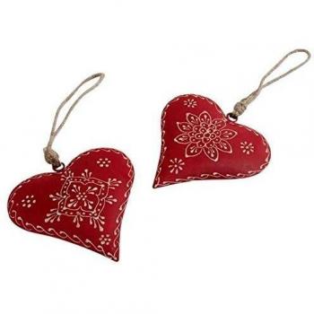 Cuore decorativo in metallo e corda (set di 2) 8 cm