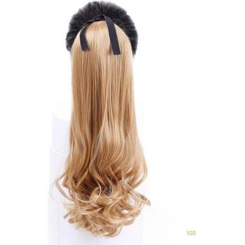 Long Curly Synthetic Ponytail in Black/Brown
