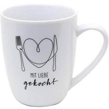 Dekohelden24 Porzellan Kaffeebecher Mit Liebe gekocht