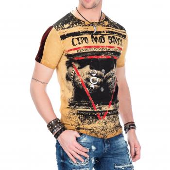 Slim Fit Herren T-Shirt von Cipo & Baxx, Rundhalsausschnitt, Streetwear