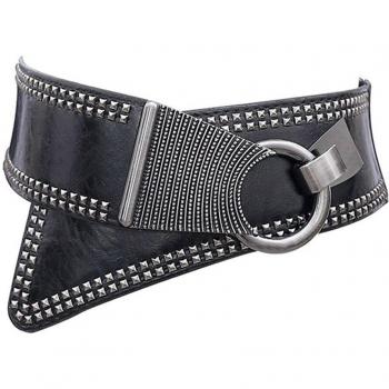 Ceinture Punk Rock avec rivets en cuir PU élastique