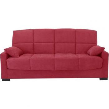Clic‑Clac Meegan 14 – Canapé 3 places, tissu rouge Soro, accoudoirs