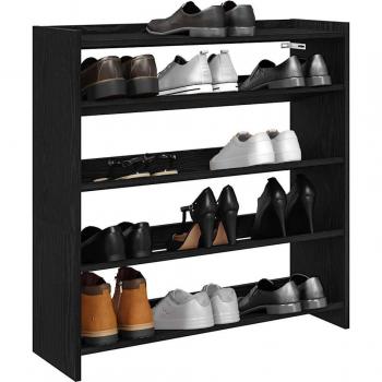 Cabinet de Zapatos Plywood Negro, 5 Niveles