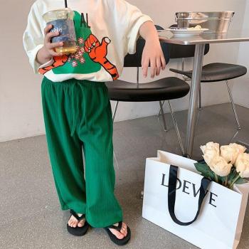 Pantalon léger unisexe pour enfants couleur unie été 2022