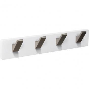 Percha de Madera con 4 Ganchos Inox Mate