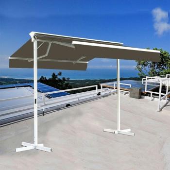 Coffre Double Pente Store sur Pied Taupe 3,5x3m