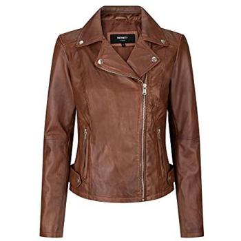 XL Timber Biker Leather Jacket for Women (Light Brown)