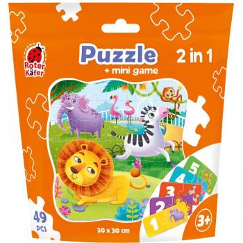 Puzzle Animali Rosso “Zoo” 2 in 1 – 49 Pezzi