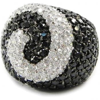 Ring „Romy“ – Schwarz, 56 mm, silberfarben