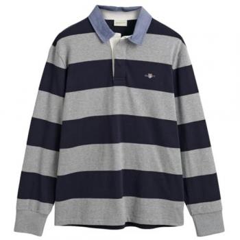Gant homme polo gris à rayures en chambray