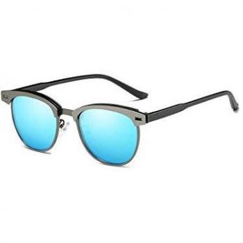 Semi Rimless Polarized Sunglasses for Women Classic Metal Retro Rivets