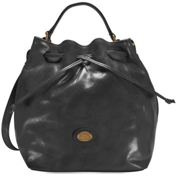 Die Story Donna: 24 cm schwarze Beuteltasche aus Leder