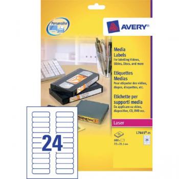 Avery L7665-25 Etiket 72x21.2mm 600 stuks 25 Vel