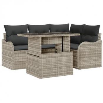 Ensemble de Mobilier de Jardin 5 Pièces Gris Clair
