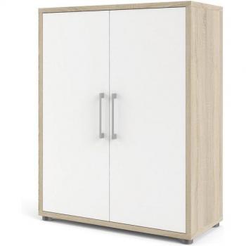 E-Buy24 Prisme Aktenschrank (2 Türen) – Eiche Dekor, Weiß, 1 Stück