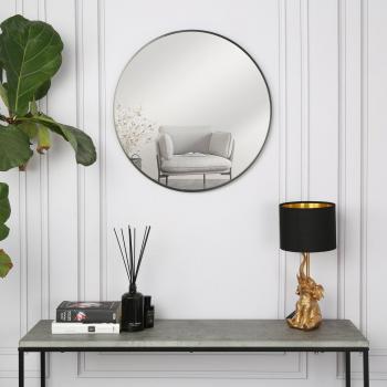 80cm Black Round Mirror by Pandora
