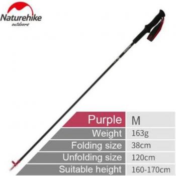 Bastones de Senderismo Naturehike ST08, Plegables de 4 Secciones, Ultraligeros de Carbono, Altura 110cm / 120cm / 130cm