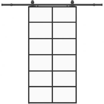 VidaXL Klizna Vrata 90x205 cm in Vetro ESG (Nera)