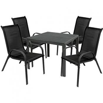 Mojawo Balkon‑ und Gartentisch‑Set (90 cm) – 5‑teilig, Non-Wood, Anthrazit