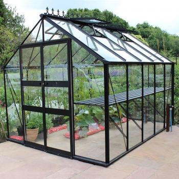 ' x 14' Halls Cotswold Blockley Greenhouse in Black with Toughened Glass