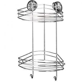 Wenko Organizer da doccia ad angolo con 2 cestelli, fissaggio a parete senza foratura Vacuum-Loc