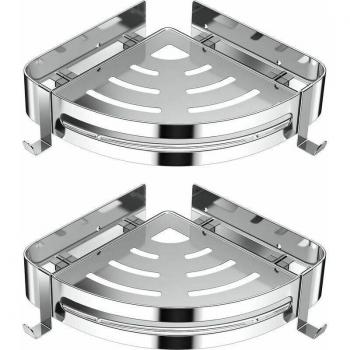 Non‑Drill Stainless Steel Shower Corner Hangers – 2 Pack