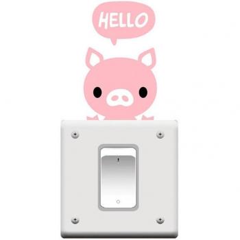 Arte de Pared Cerdito Rosa Hola