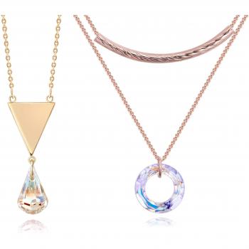 Glamour d’Or – Lot 2 Colliers Femmes en Cristal Baigné à l’Or