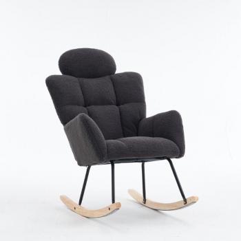 Sedia a Dondolo Okwish 055 – Design moderno, tessuto morbido, grigio scuro