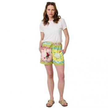 Izabel Mosaic Yellow Split‑Back Tie Waist Shorts