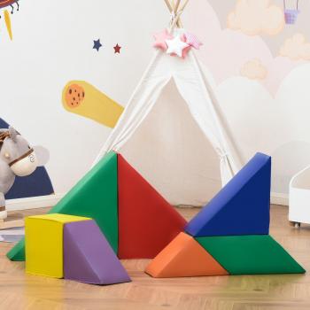 HOMCOM 7 Pcs Kids Soft Foam Puzzle Play Blocks Set