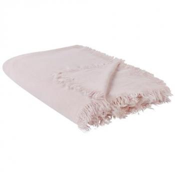 Colcha de algodón rosa con flecos 200 x 220 cm