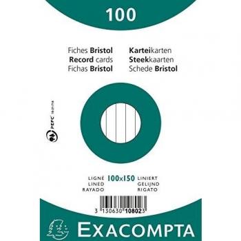 Pack de 100 fiches bristol 100 x 150 mm
