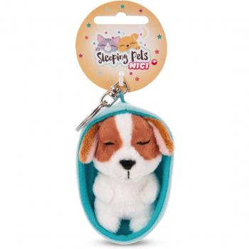 Chien Marron Endormi Peluche 8 Cm