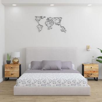 Armoires de Lit Meubles de Chambre à Coucher avec Tables de Chevet en Bois de Manguier, 40x33x46 cm