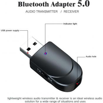 Kit audio Bluetooth 5.0 avec récepteur et émetteur pour voiture et TV