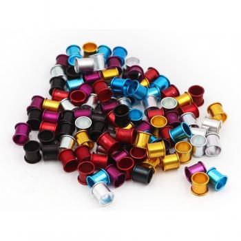 Anillo de pie de aluminio para aves, 100 unidades, diámetro interior 8mm, longitud 10mm, colores llamativos