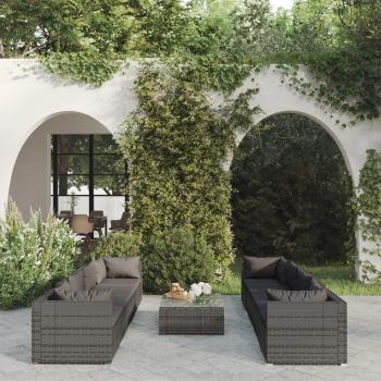 Set Lounge de Exterior VidaXL 9 Peças Almofadões Cinza Vime