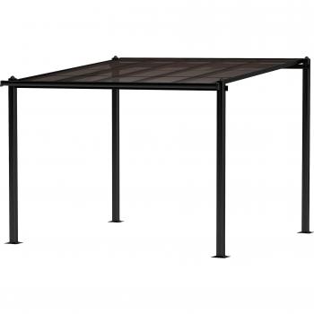 Aosom Pergola im Freien 3 x 3 m – faltbar, aluminiumgestützt, polycarbonatisches Dach, Regenableitung, grau