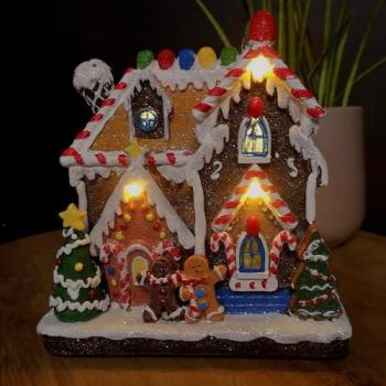 18cm Battery Operated Christmas Gingerbread House with Warm White LEDs