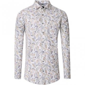 VENTI Businesshemd Print – 100 % Baumwolle, schmales Hemd in Champagnerbeige